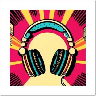 Music Genius Pink Retro Headphones Posters and Art